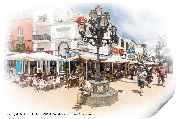 Shoppers in a pedestrianised street. Print by Kevin Hellon