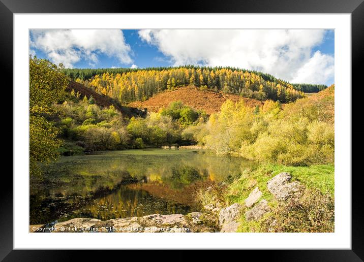 The Upper Pond at Clydach Vale Rhondda Autumn Framed Mounted Print by Nick Jenkins
