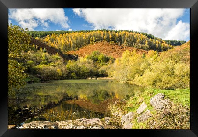 The Upper Pond at Clydach Vale Rhondda Autumn Framed Print by Nick Jenkins