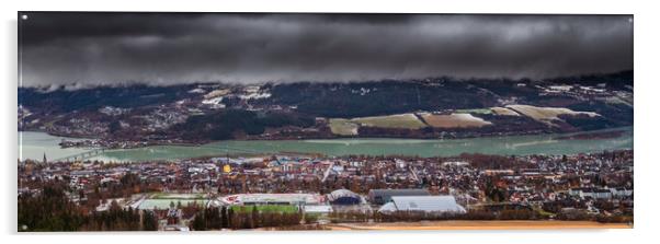 Panorama of Lillehammer in Norway Acrylic by Hamperium Photography