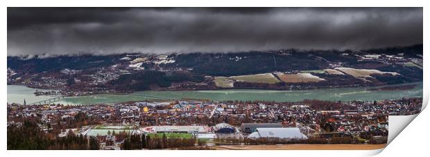 Panorama of Lillehammer in Norway Print by Hamperium Photography