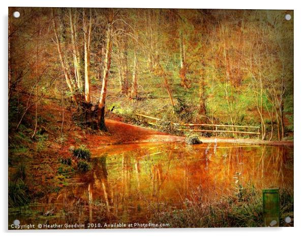 Woodland Lakeside Acrylic by Heather Goodwin