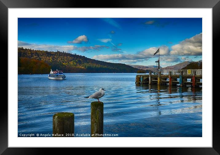 Windermere Pier Framed Mounted Print by Angela Wallace