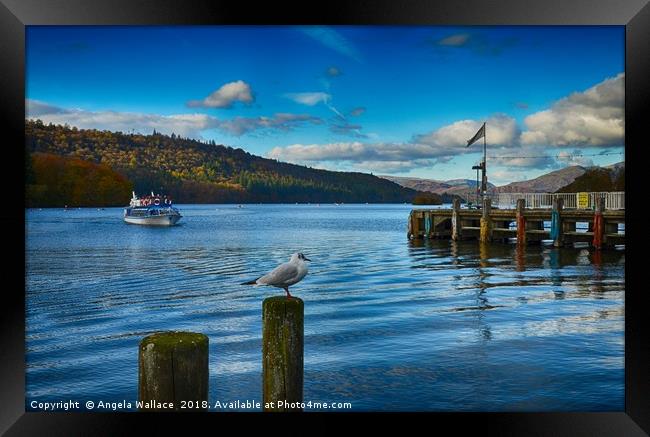 Windermere Pier Framed Print by Angela Wallace