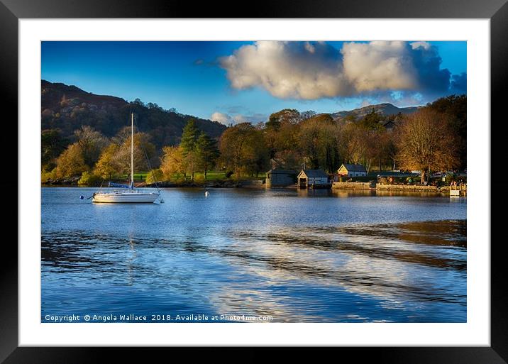 Moored up on Lake Windermere Framed Mounted Print by Angela Wallace