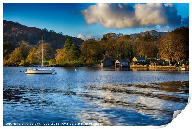 Moored up on Lake Windermere Print by Angela Wallace