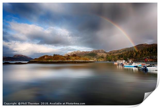 Storm clouds and rainbows over Plockton  Print by Phill Thornton