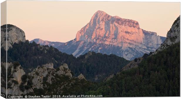 Sunset on the Pena Montanesa Canvas Print by Stephen Taylor