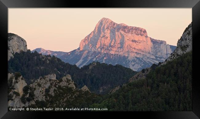 Sunset on the Pena Montanesa Framed Print by Stephen Taylor