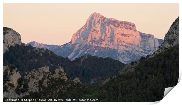 Sunset on the Pena Montanesa Print by Stephen Taylor