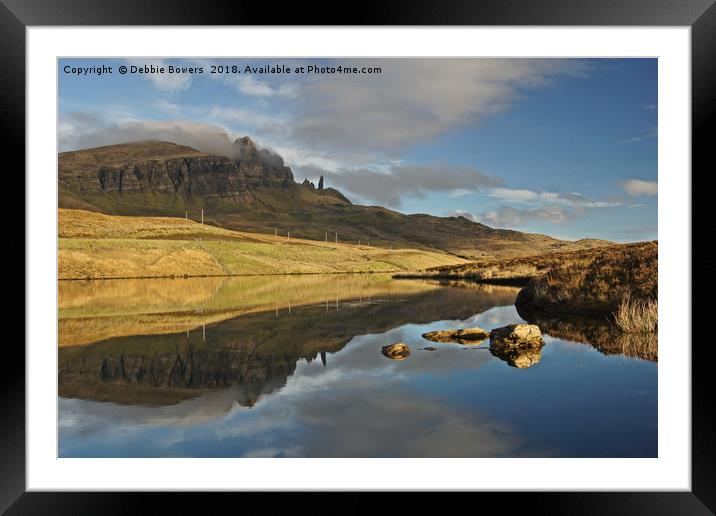 Storr reflection at Loch Fada Framed Mounted Print by Lady Debra Bowers L.R.P.S