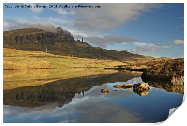 Storr reflection at Loch Fada Print by Lady Debra Bowers L.R.P.S