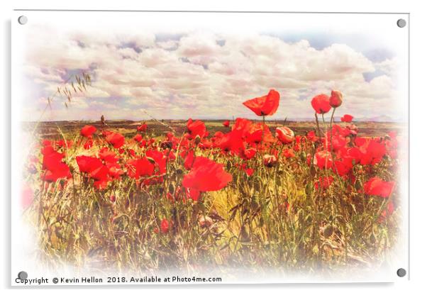 Poppy field and clouds, Granada Province, Spain Acrylic by Kevin Hellon