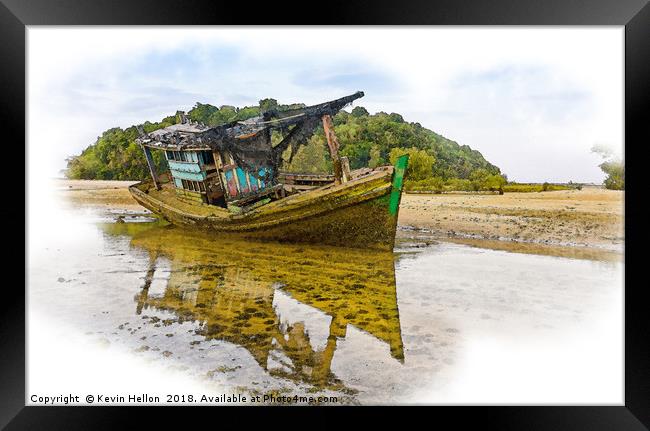Wreck of fishing boat Framed Print by Kevin Hellon
