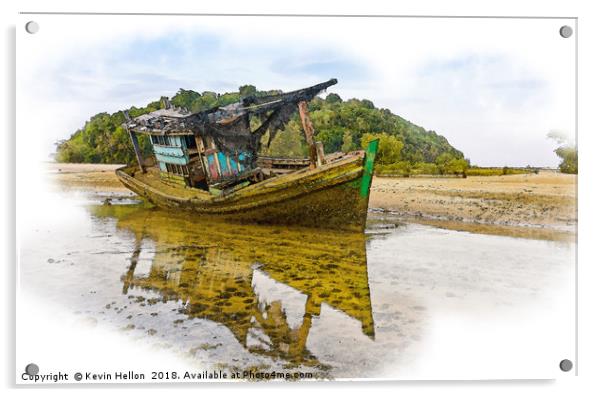 Wreck of fishing boat Acrylic by Kevin Hellon