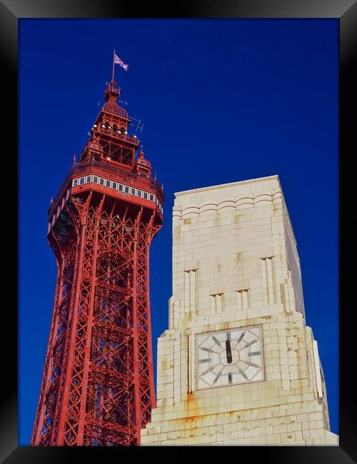 Blackpool Tower And Art Deco Building  Framed Print by Victor Burnside