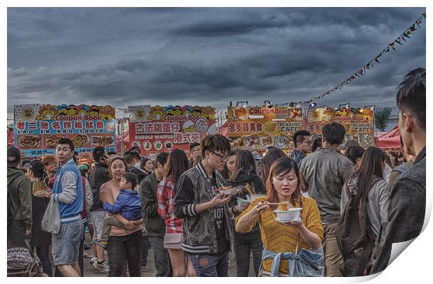 Eating Noodles at Night Market Print by Darryl Brooks