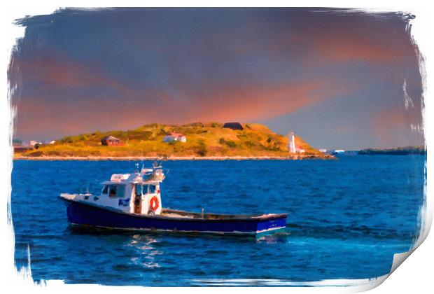 Fishing Boat Past Small Lighthouse Print by Darryl Brooks