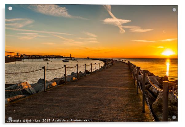 Herne Bay Sunset Acrylic by Robin Lee