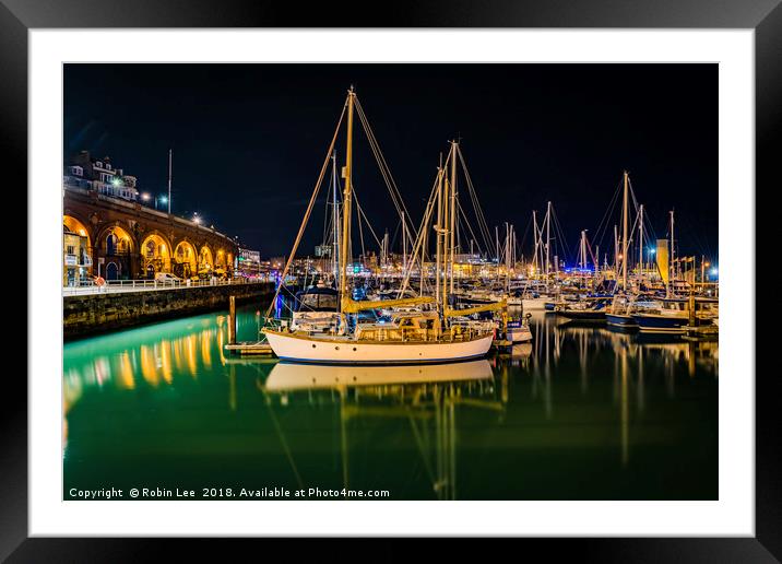 Ramsgate Marina at night Framed Mounted Print by Robin Lee