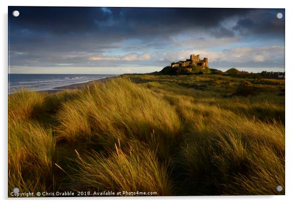 Bamburgh Castle at sunset   Acrylic by Chris Drabble