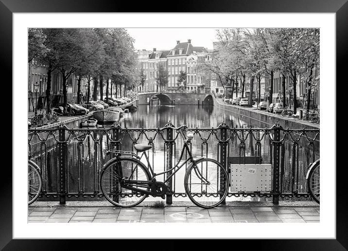 Amsterdam in Black & White Framed Mounted Print by Graham Custance