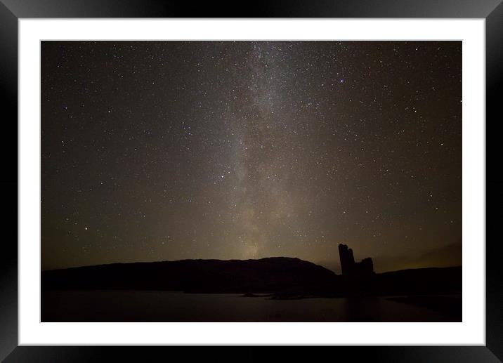 Milky Way over Ardvreck Castle Framed Mounted Print by Derek Beattie