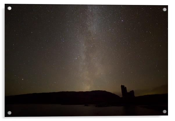 Milky Way over Ardvreck Castle Acrylic by Derek Beattie