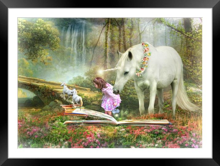 Unicorn Book Of Magic Framed Mounted Print by Trudi Simmonds