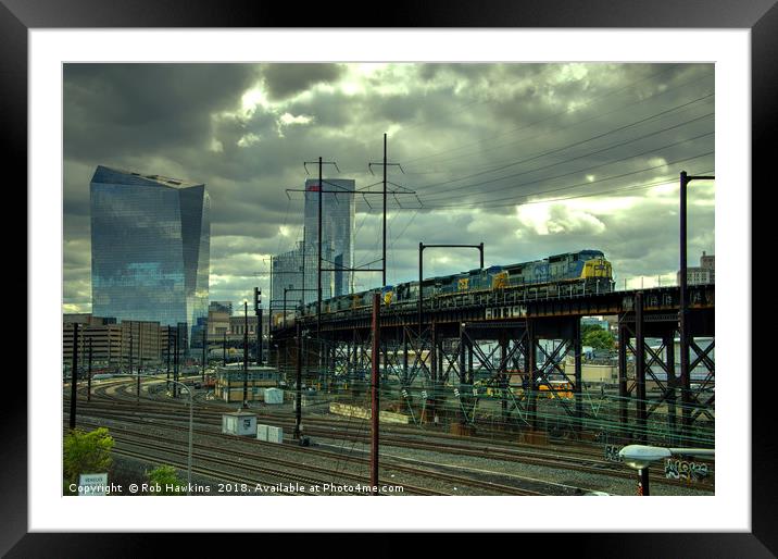Philadelphia Skyline Freight Framed Mounted Print by Rob Hawkins