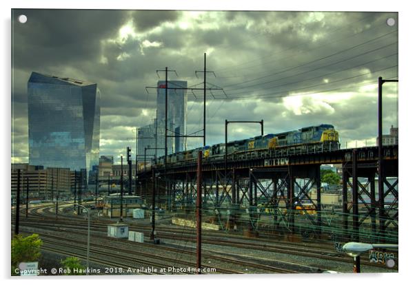 Philadelphia Skyline Freight Acrylic by Rob Hawkins