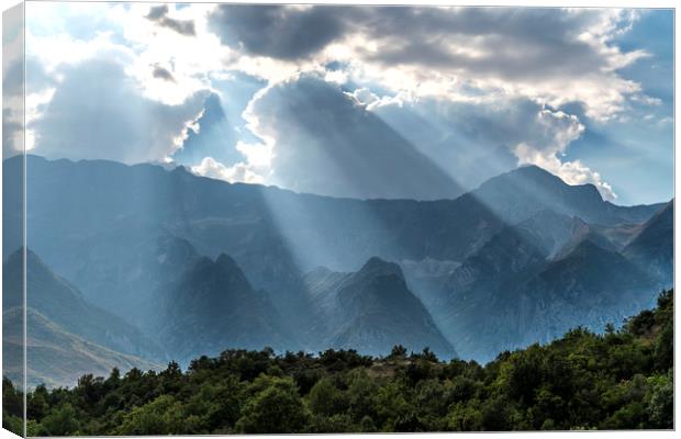 Sunlight in the Albanian mountains Canvas Print by peter schickert