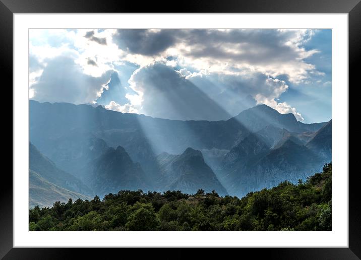 Sunlight in the Albanian mountains Framed Mounted Print by peter schickert