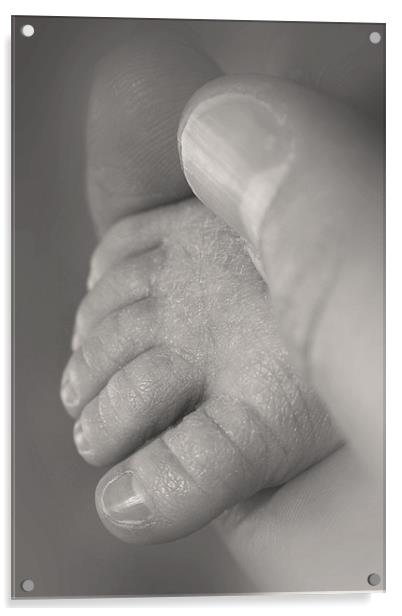 Baby foot in hand Acrylic by Jonathan Pankhurst