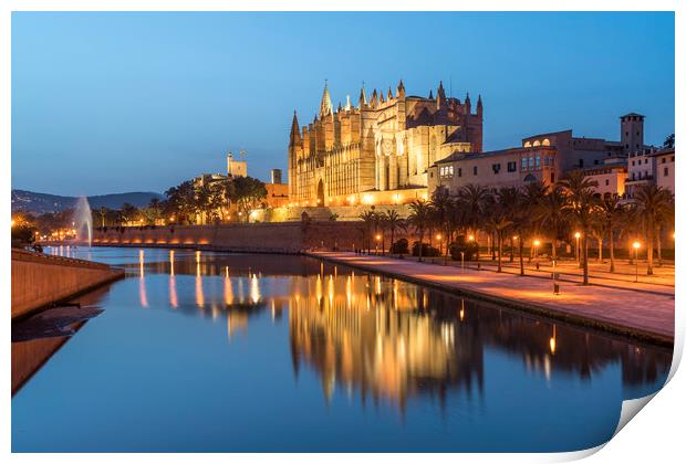 Cathedral in Palma Print by peter schickert