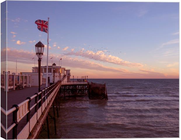 Worthing Pier Flag Canvas Print by Clive Eariss