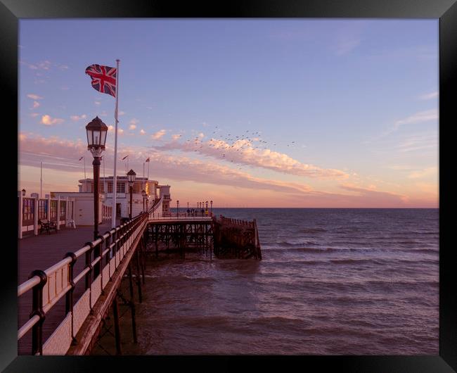 Worthing Pier Flag Framed Print by Clive Eariss