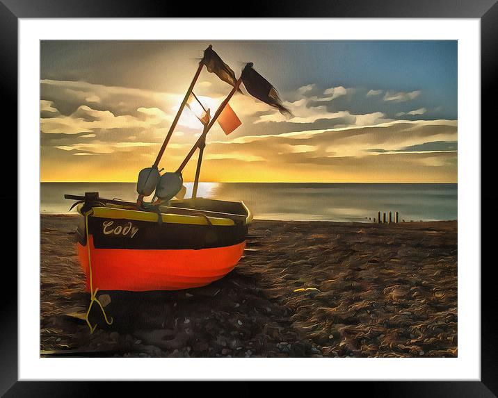 Little Fishing Boat Worthing Framed Mounted Print by Clive Eariss