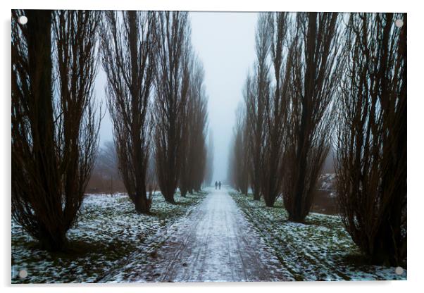 Symetric walk path in fog Acrylic by Dalius Baranauskas