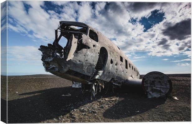 Airplane DC-3 wreckage in Iceland beach Canvas Print by Dalius Baranauskas
