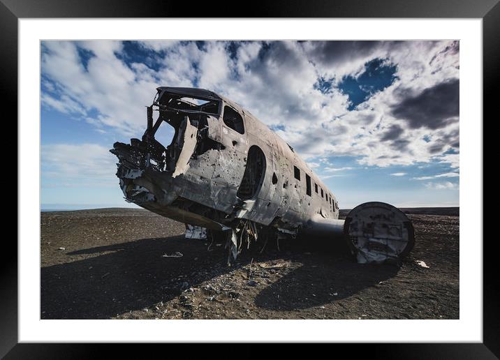 Airplane DC-3 wreckage in Iceland beach Framed Mounted Print by Dalius Baranauskas