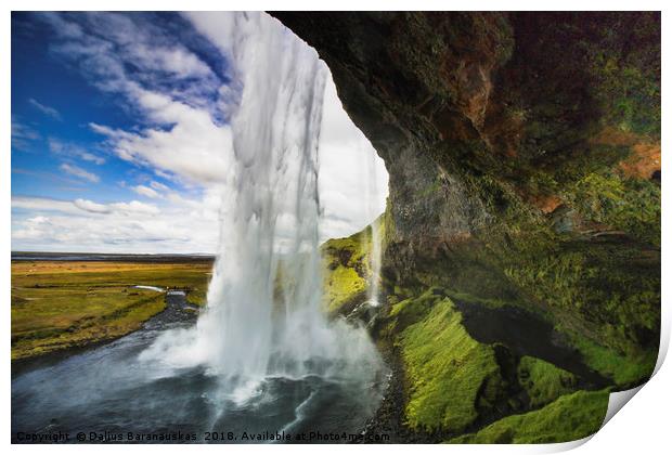 Seljalandsfoss are one of the impressive waterfall Print by Dalius Baranauskas