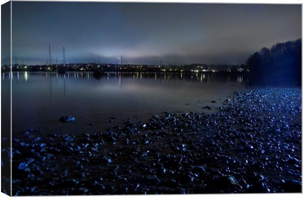Roskilde fjord shore at night Canvas Print by Dalius Baranauskas
