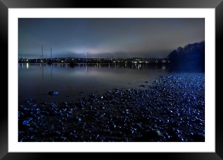 Roskilde fjord shore at night Framed Mounted Print by Dalius Baranauskas