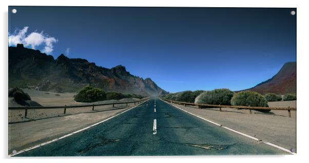 Road in Tenerife island to Teide vulcano Acrylic by Dalius Baranauskas