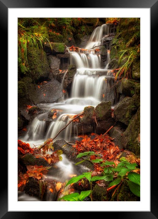 Clyne Gardens waterfall cascade Framed Mounted Print by Leighton Collins