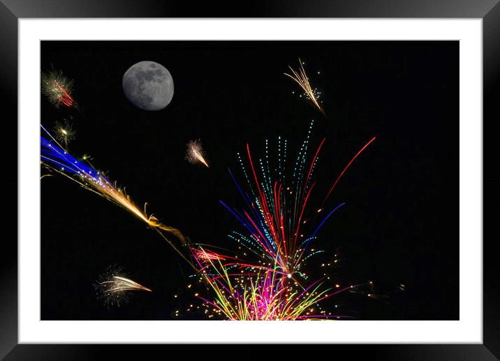 Fireworks display in Somerset Framed Mounted Print by Will Badman