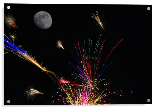 Fireworks display in Somerset Acrylic by Will Badman