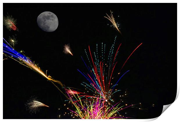 Fireworks display in Somerset Print by Will Badman