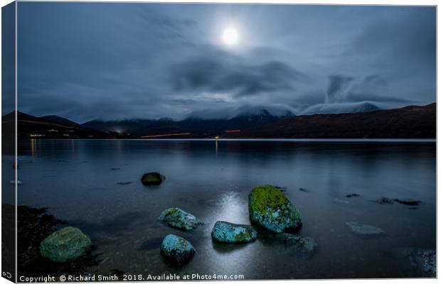 Full moon over Loch Ainort Canvas Print by Richard Smith